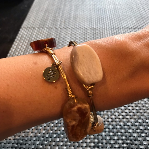 Bourbon and Bowties Jewelry - Large stone stacking wire bracelets